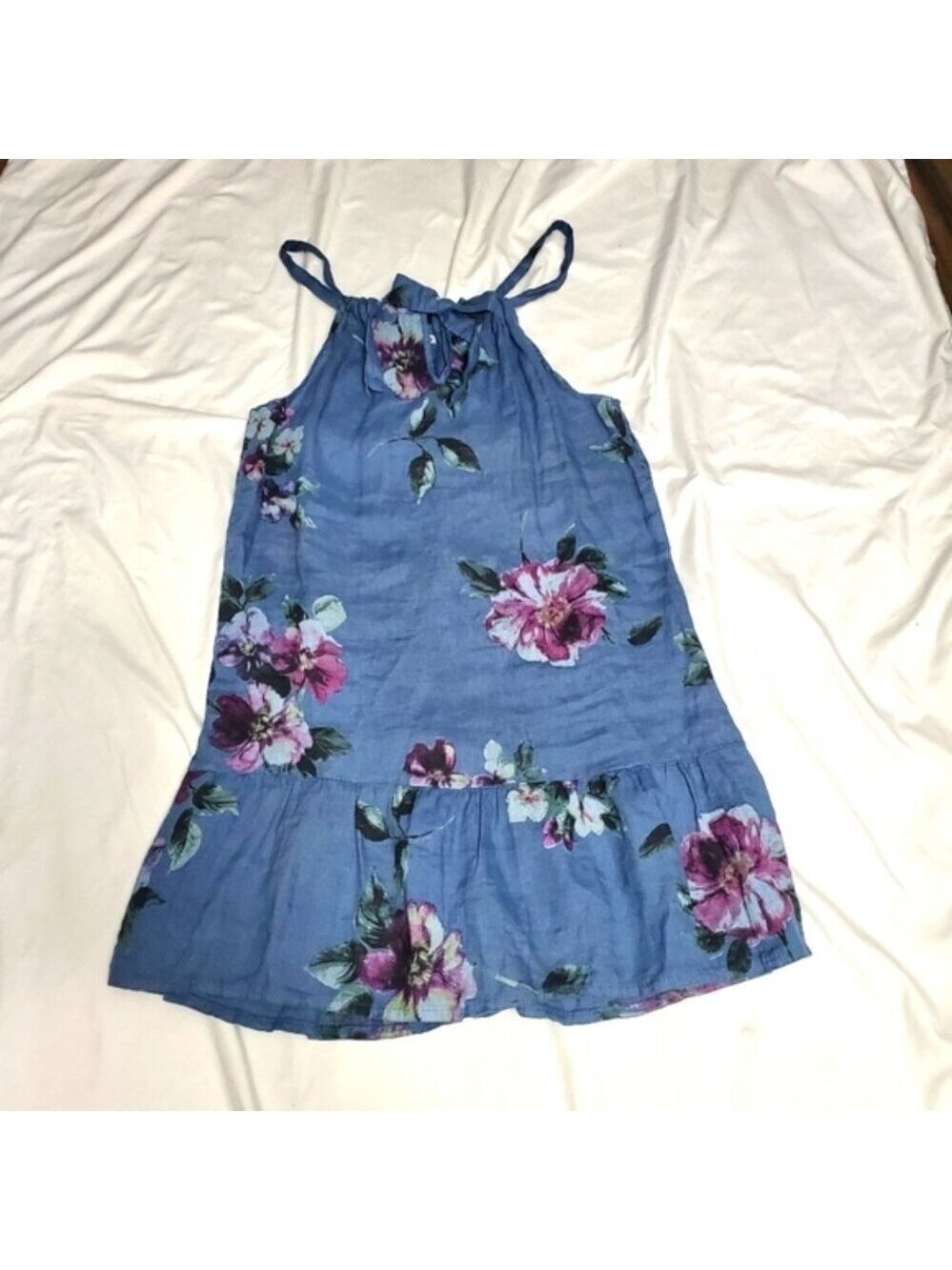 100% Lino Italian Linen Floral Sundress S (IT 42)